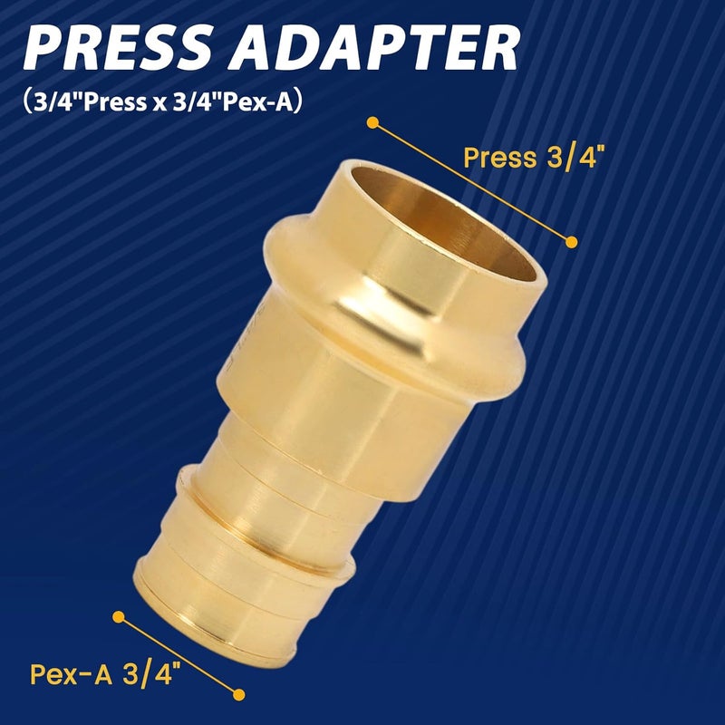 Abbiemo 10 قطع محول برونزي Propress x 3/4 بوصة PEX-A F1960 مع تركيبات ضغط وحلقة O من EPDM لتوصيلات الأنابيب النحاسية برونز خالي من الرصاص بتصنيف ضغط 250 PSI مقاوم للتسرب - Image 2